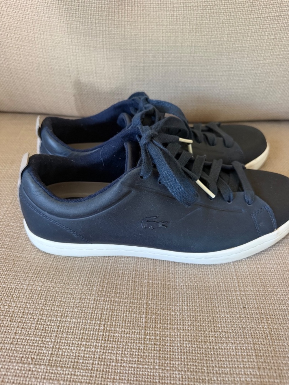 Lacoste navy leather runners - Picture 3 of 7